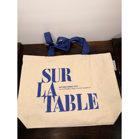 Sur La Table Heritage Canvas Shopper Tote Pike Place Market Seattle Graphic Bag - Picture 2 of 6